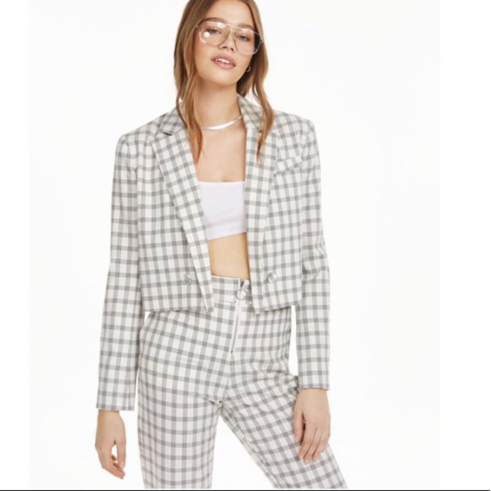 Danielle Bernstein Plaid Cropped Jacket - image 4